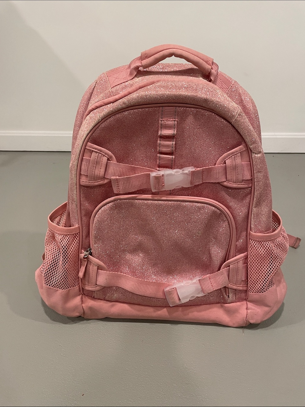 Pottery Barn Kids Sparkle Pink Backpack with Chest Buckle